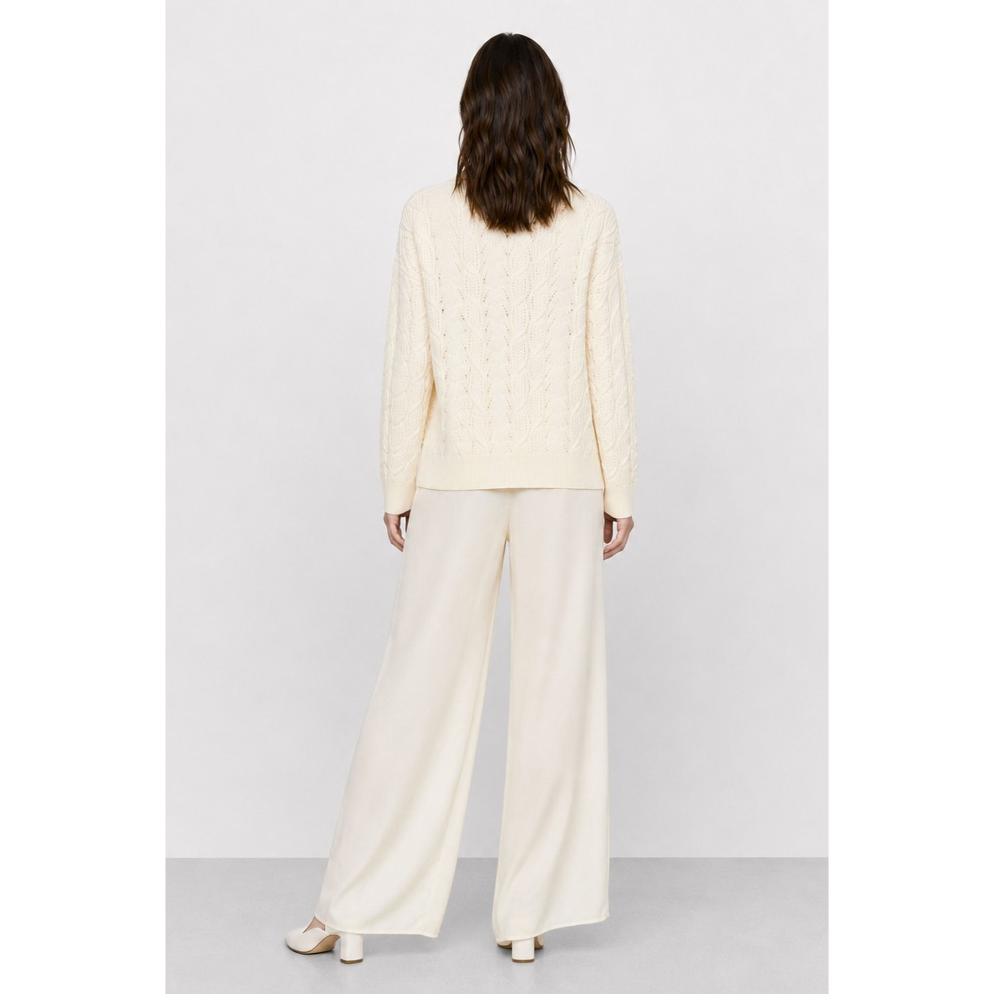 Kocca - Maglia da donna in lana a trecce con colletto e scollo a V Donna