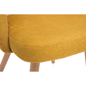 Chaises scandinaves en tissu effet velours texturé jaune moutarde et bois clair (lot de 2) COSETTE