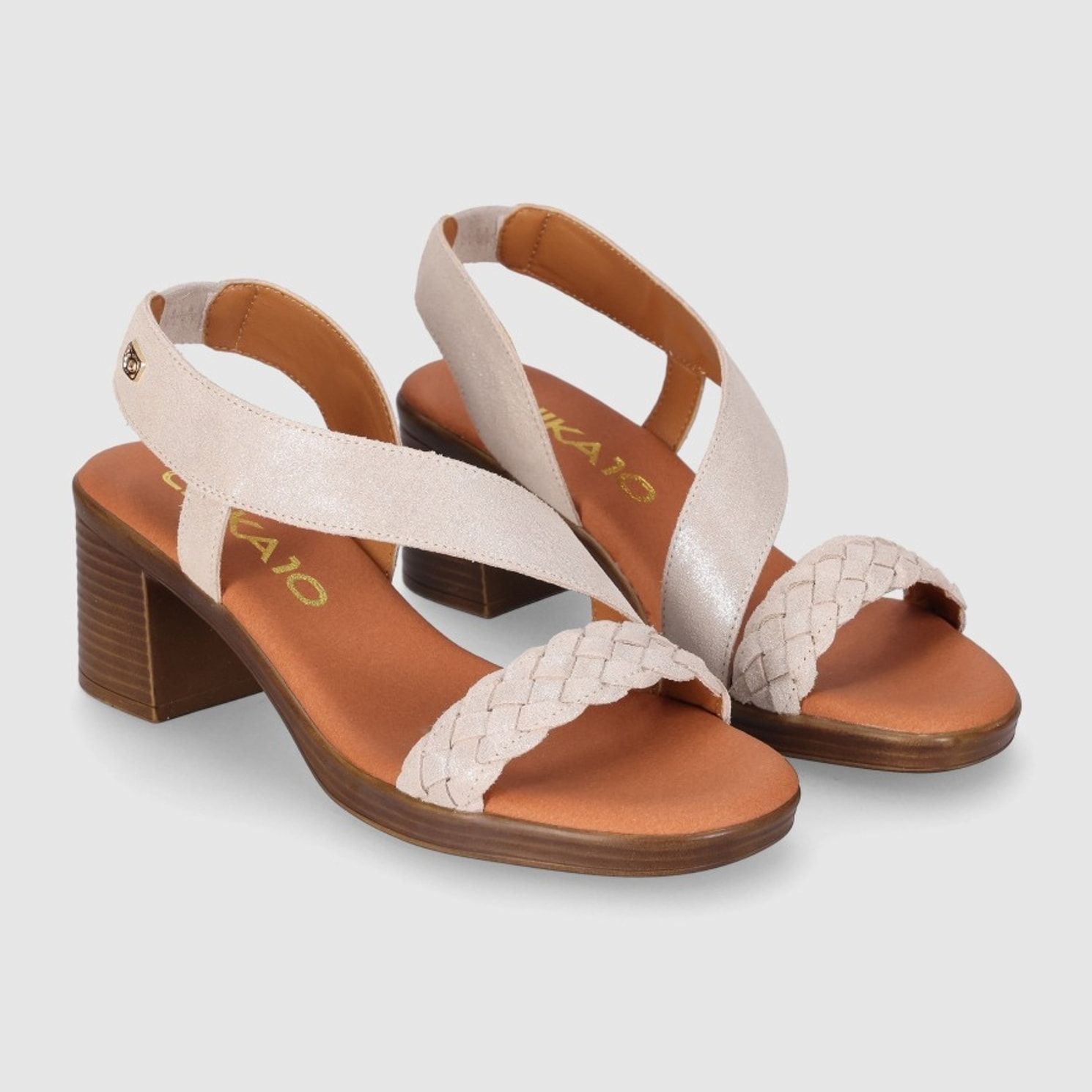 Sandalias de Serraje - Platino - Tacón: 6 cm