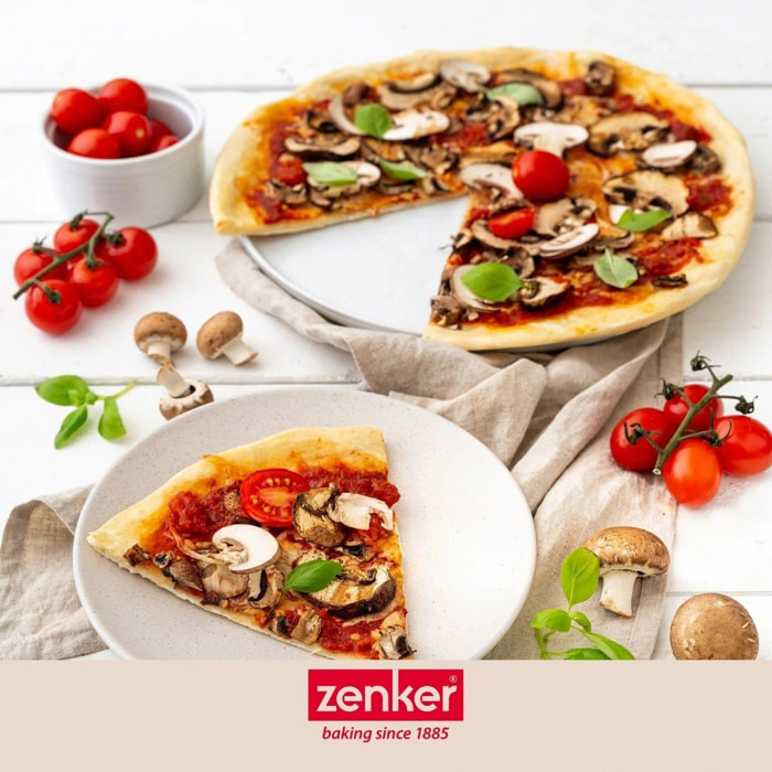 Set de 2 plaques à pizza 32 cm et une roulette à pizza Zenker Special Countries