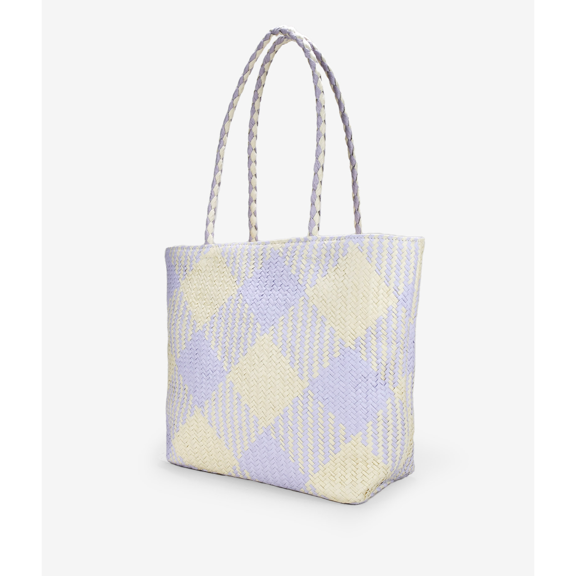 Bolso de playa tipo shopper lila y beige
