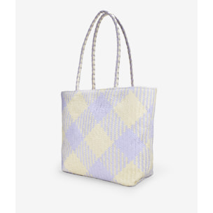 Bolso de playa tipo shopper lila y beige