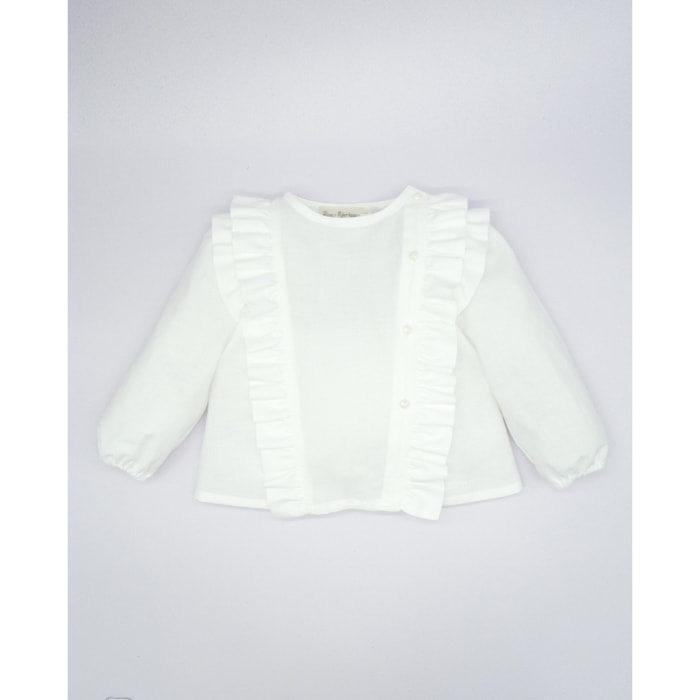 BLUSA VIELLA VOLANTE LATERAL BLANCA