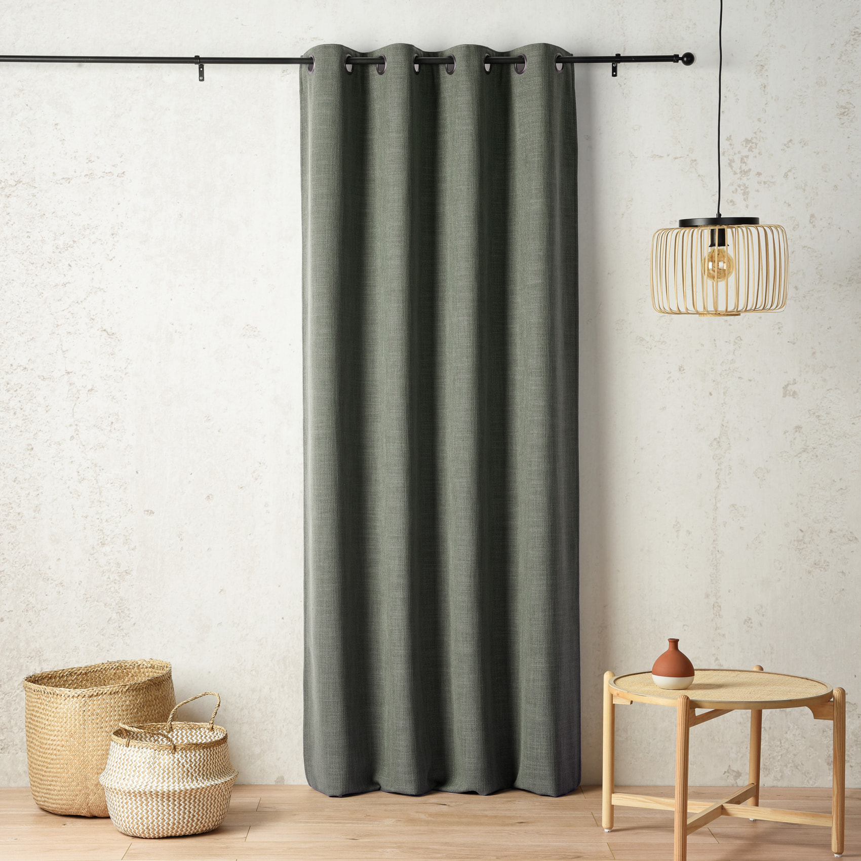 Rideau thermique et obscurcissant à envers polaire à oeillets - Vert