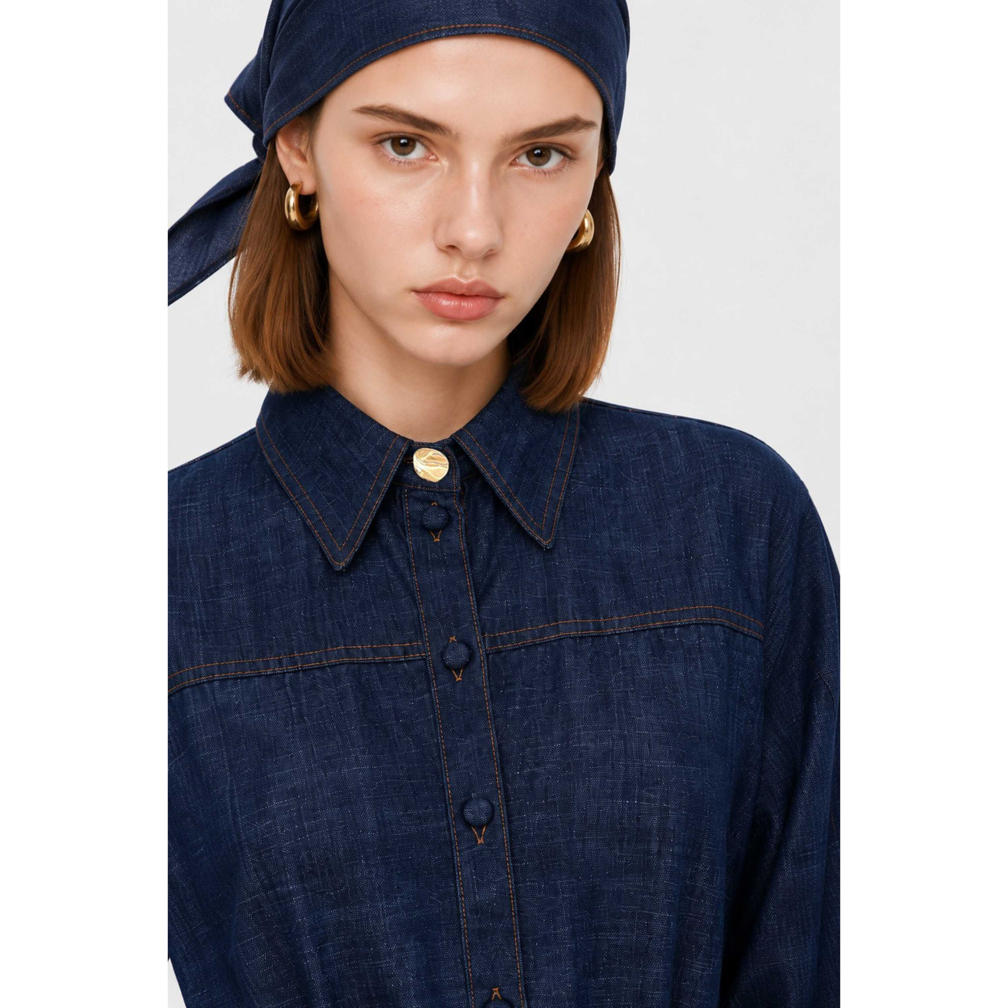 Kocca - Abito a camicia in denim da donna con bottoni e cintura Donna