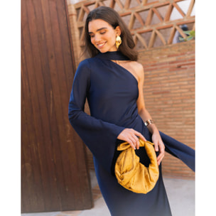 Vestido midi asimétrico con manga larga