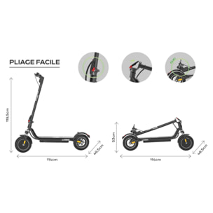 Trottinette électrique EZWAY EX100 - 25 km/h, 25 km d'autonomie, batterie 21,6V 10,4Ah, frein à disque, pneus tout-terr