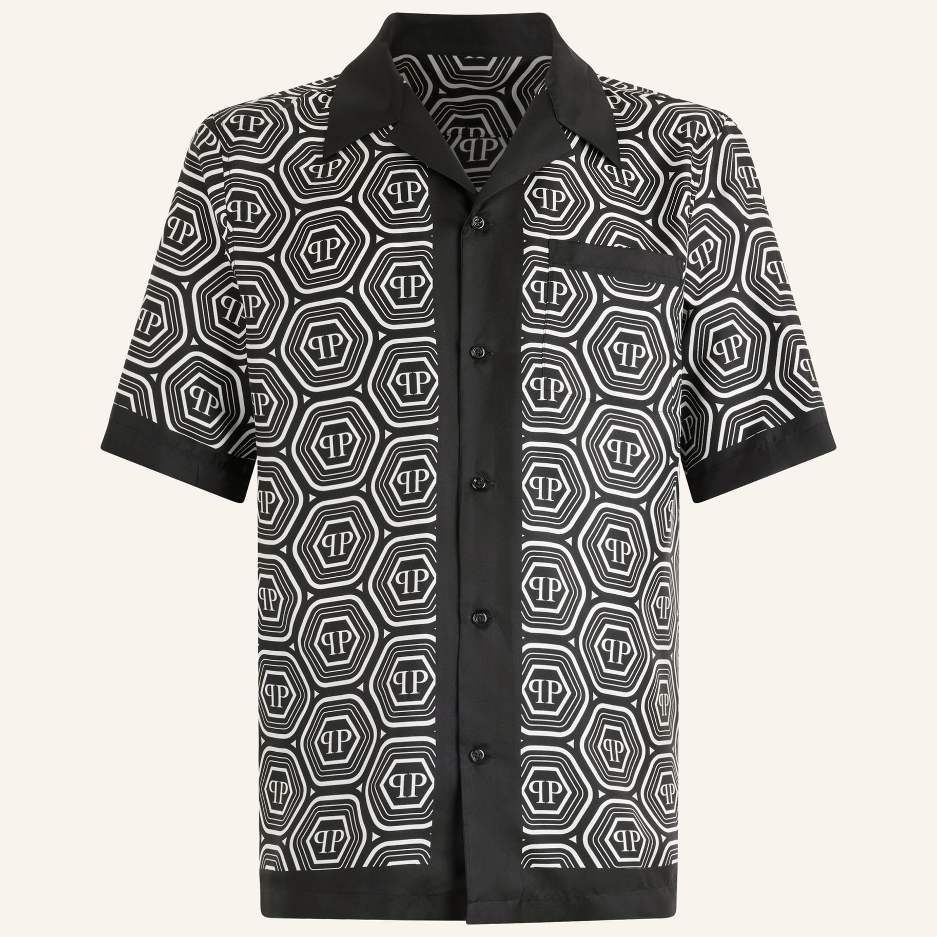 PHILIPP PLEIN Silk Bowling Shirt Monogram 70's