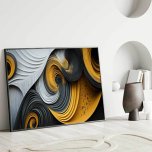 Affiche encadrée composition abstraite noir et or Affiche + cadre en métal - Noir