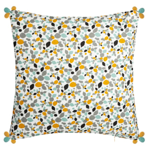 Housse de coussin "Razzo" - coton et pompons - 40x40 cm