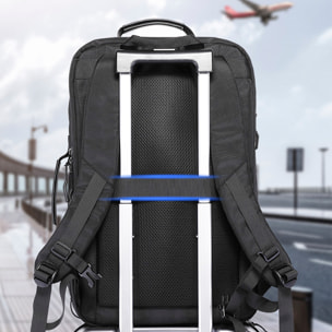 Mochila expandible 30L/45L multi compartimento con capa impermeable. Toma exterior USB. Laptop 17" + Tablet 9,7".