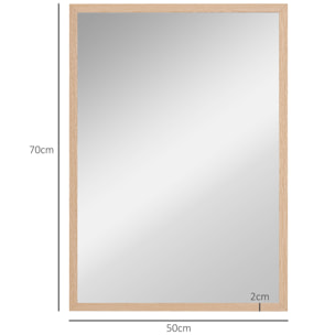 Espejo de Pared Espejo de Baño 50x70 cm Espejo Rectangular Decorativo para Salón Entrada Pasillo Horizontal o Vertical Natural