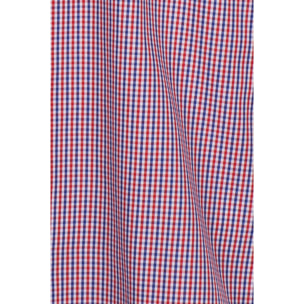 Camicia Uomo 2 Bottoni Button Down Slim Popeline Quadro Piccolo Blu\Rosso