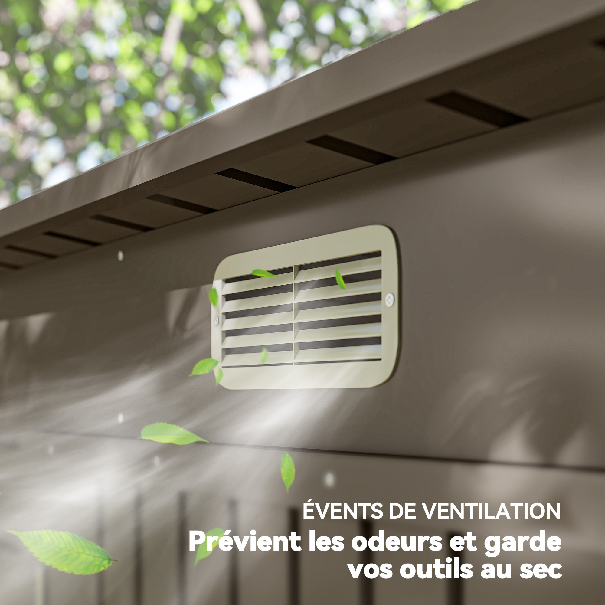 Abri de jardin 3 m² tôle d'acier 2 portes verrouillables 2 évents toit incliné gris clair