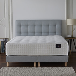 Ensemble Hélios + tête de lit capitonnée - Matelas ressorts ensachés Mémoire de forme Latex