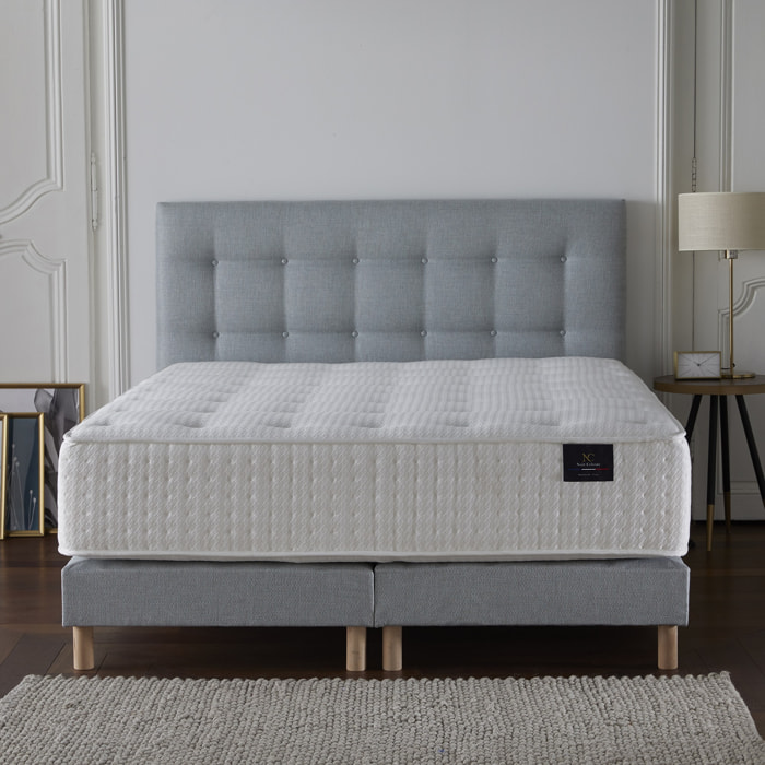 Ensemble Hélios + tête de lit capitonnée - Matelas ressorts ensachés Mémoire de forme Latex