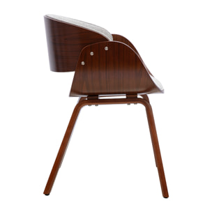 Chaise design en tissu effet velours texturé gris et bois foncé BENT