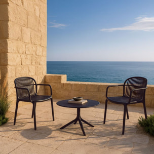 Tavolino basso da esterno in polipropilene 60x60x41cm nero – Obidos