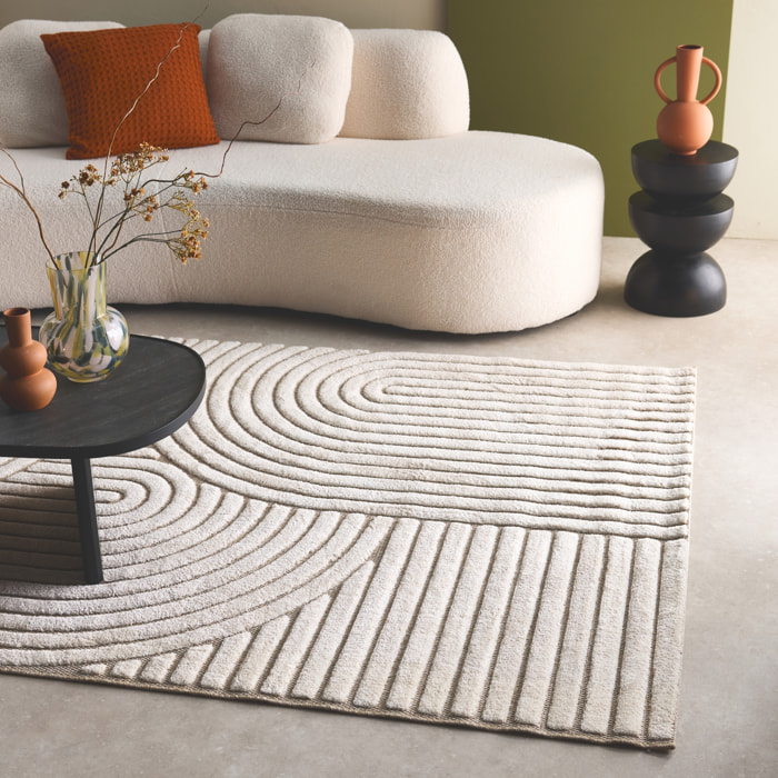 Tapis intérieur motif ethnique arches beige et crème ARCHIE