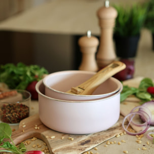 Lot de 2 casseroles rose revêtement céramique - Tous feux COLORAMA