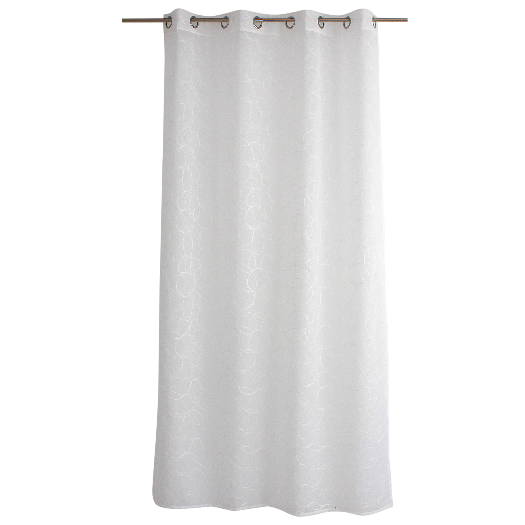 Voilage tamisant brodé de sphères - Blanc