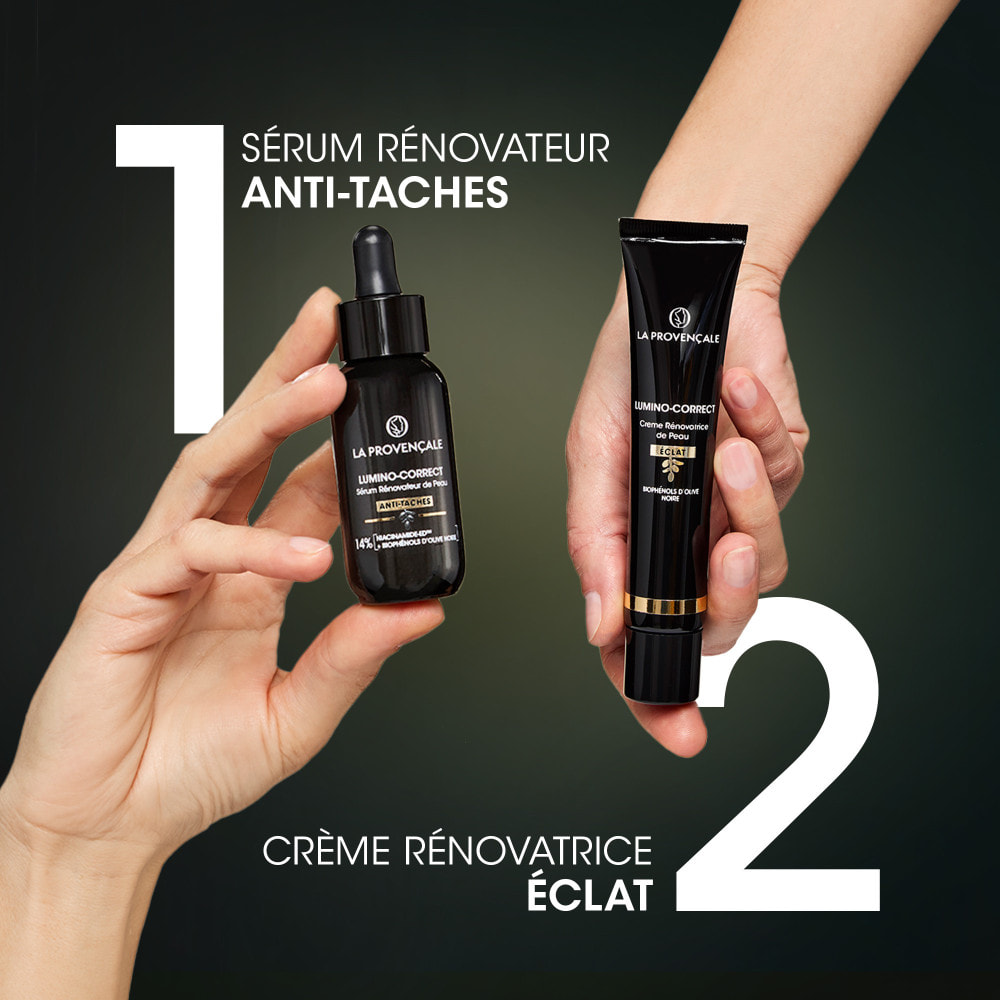La Provençale Lumino-Correct - Sérum Rénovateur de Peau - Anti-taches & Eclat – Biophénols d'Olive noire & Niacinamide - Toutes