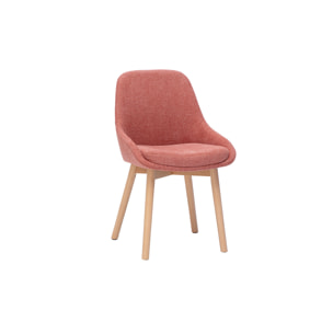 Chaises scandinaves en tissu effet velours texturé terracotta et bois clair massif (lot de 2) HOLO