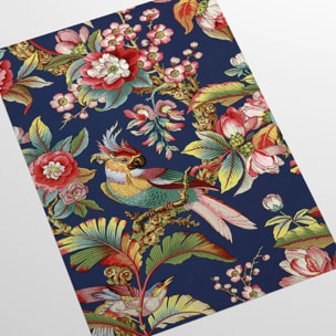 Carta da Parati Cinese in Blu con Uccellini