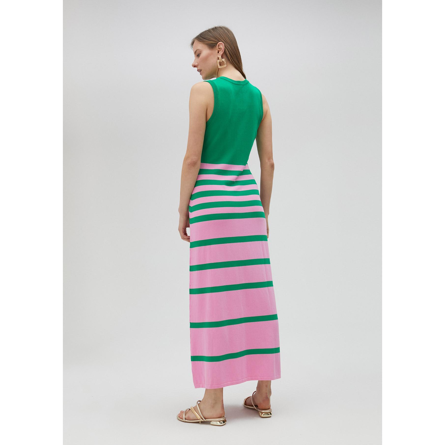 Vestito lungo in maglia bicolore