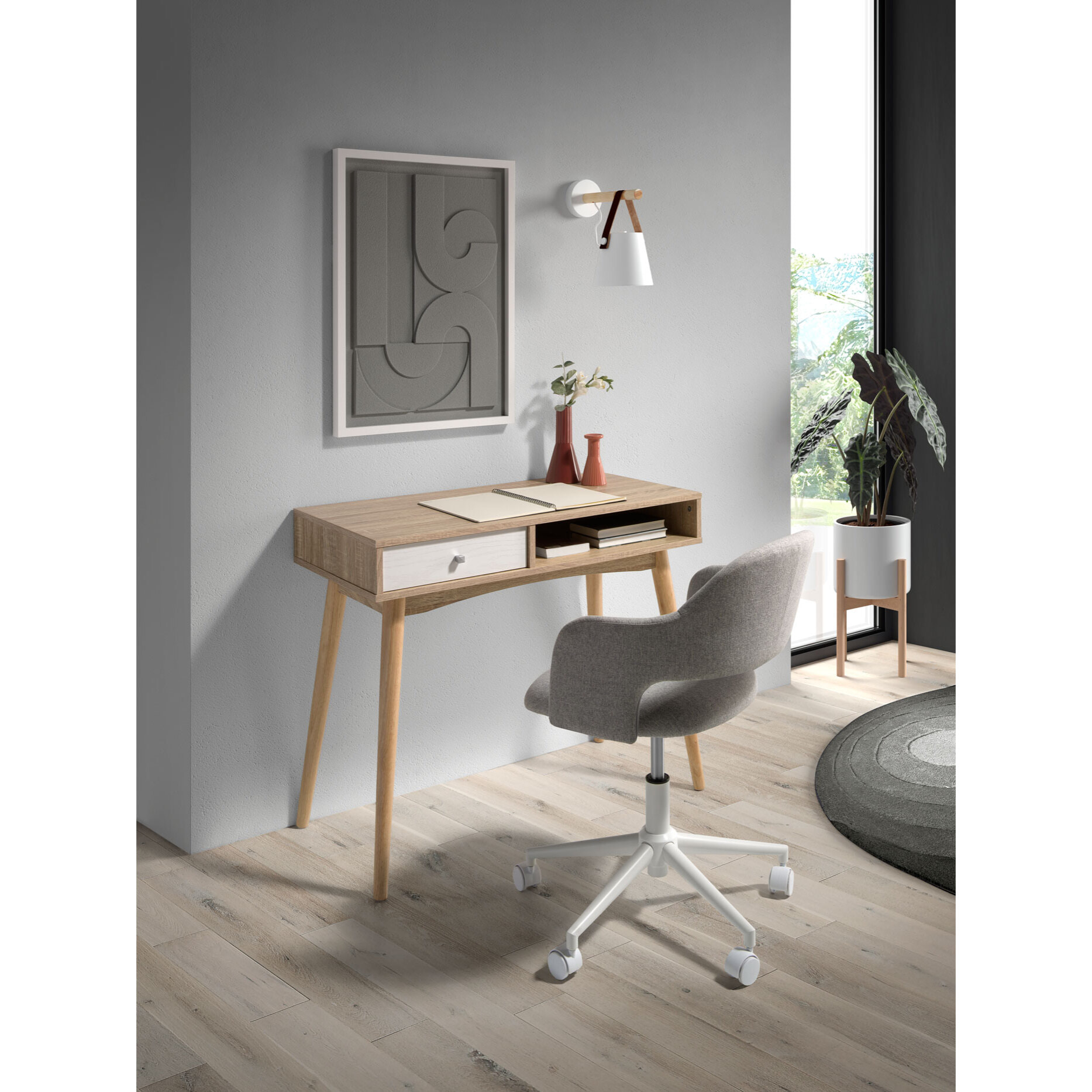 Silla de estudio Mia tela gris 81x58x58 cm
