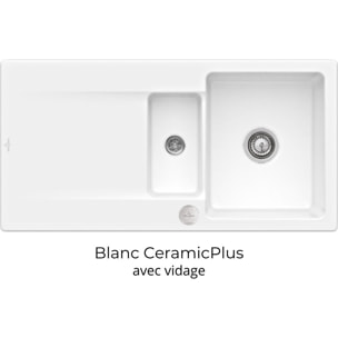 Evier 1 bac 1/2 Siluet 60 R Blanc CeramicPlus avec vidage automatique