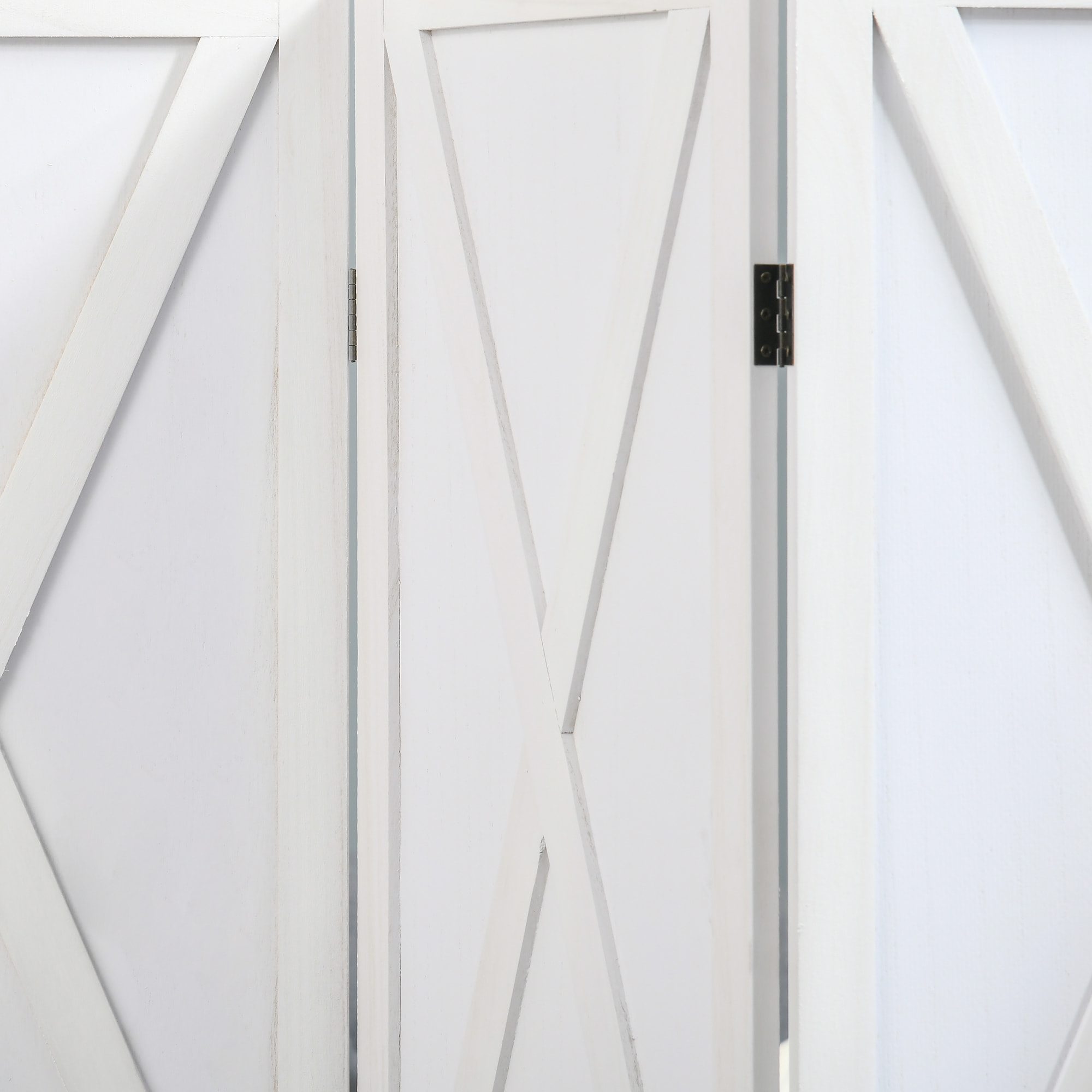 HOMCOM Biombo de 4 Paneles Separador de Ambientes Plegable 182x170 cm Divisor de Habitación de Madera Decoración Elegante para Dormitorio Salón Blanco