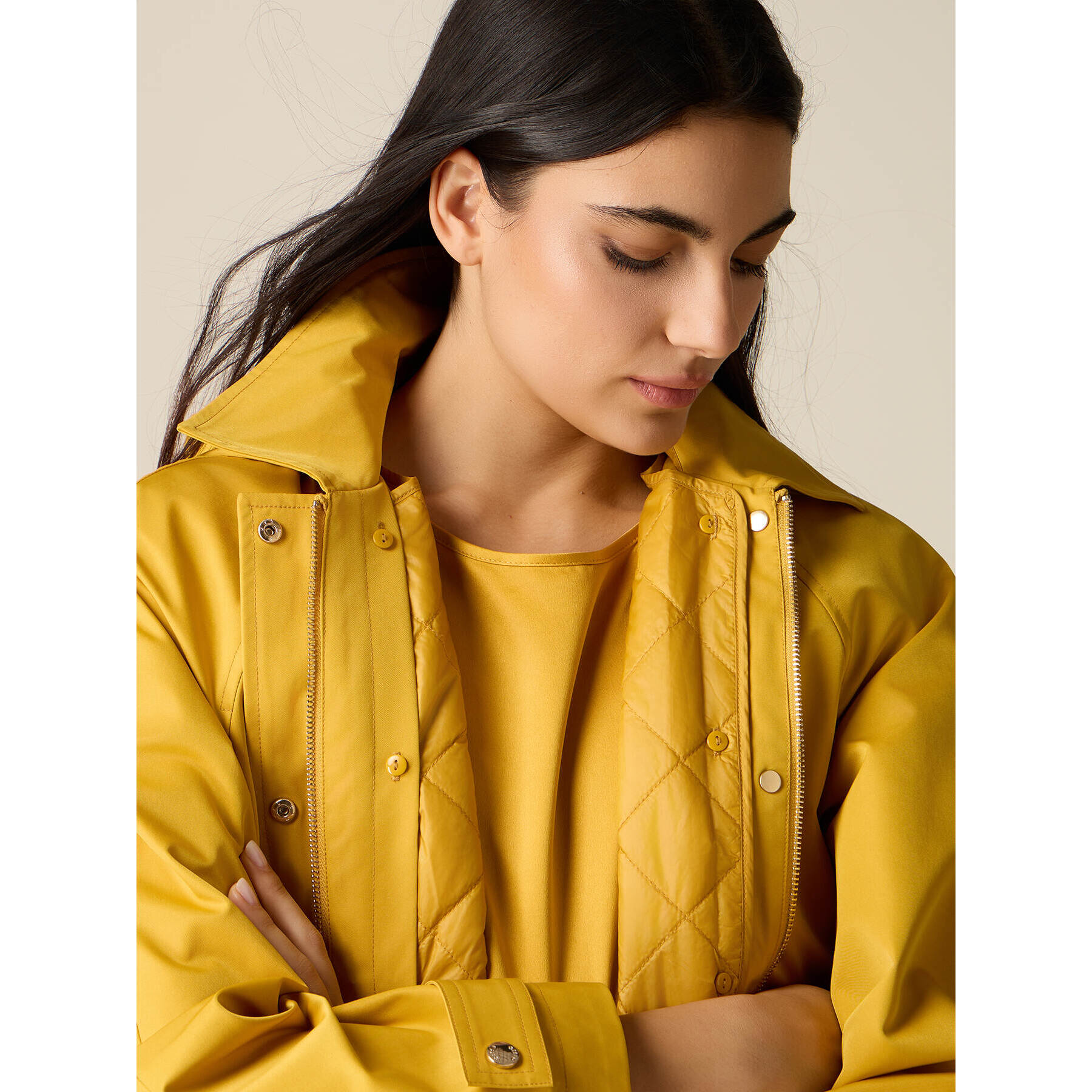 Oltre - Giubbotto in nylon con interno trapuntato - Giallo