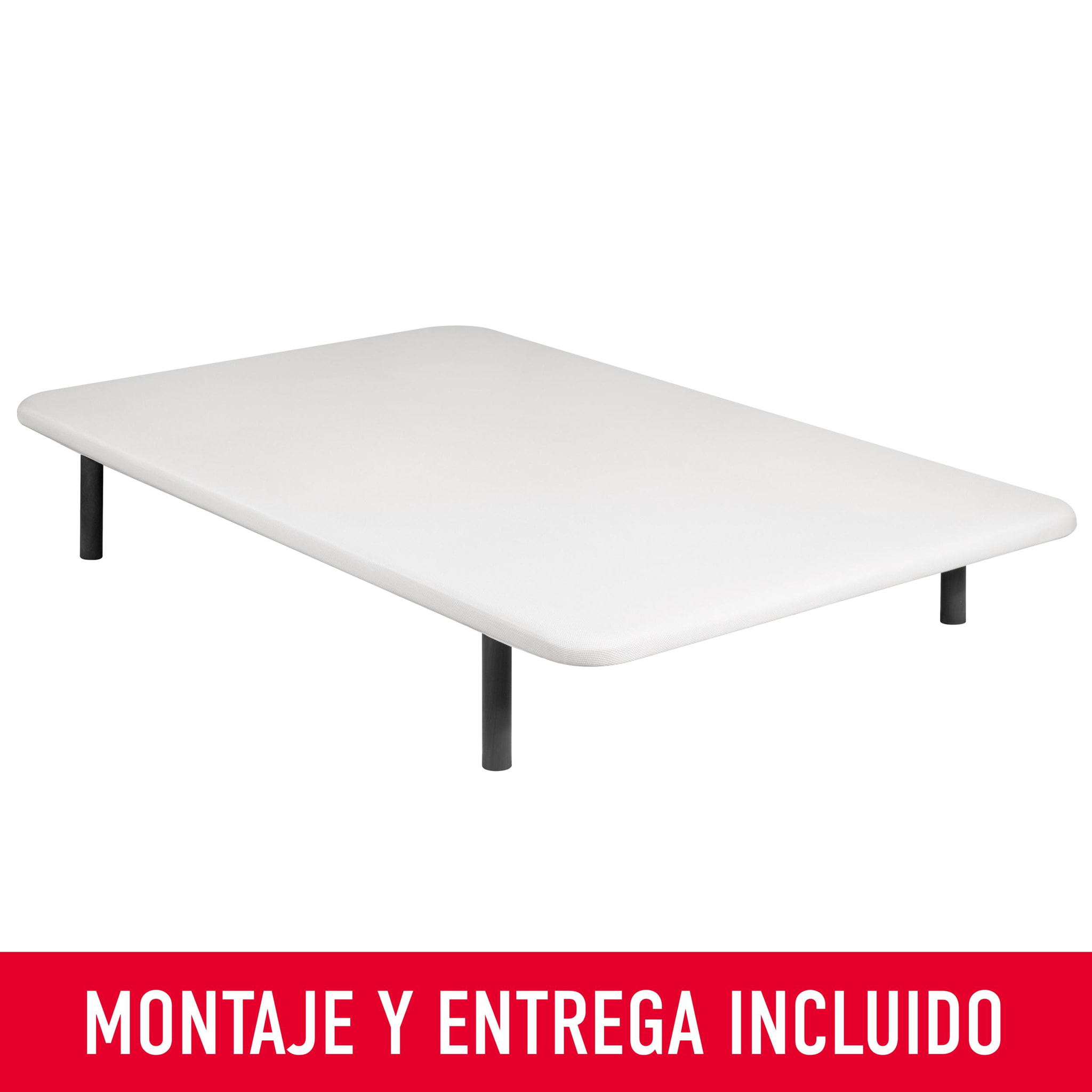 Base Tapizada Blanca, Royal Sleep, Reforzada Tejido 3D Transpirable con 4 Patas, Montaje Incluido, 3 Años de Garantía