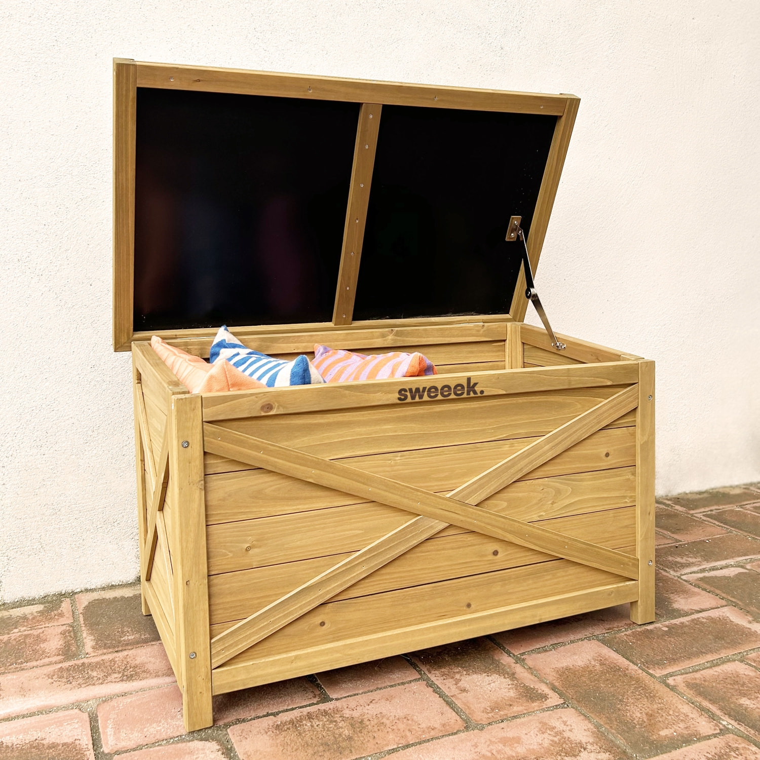 Coffre de rangement en bois 80 cm. naturel. L80 x P48 x H50cm. capacité 100L