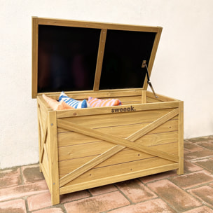 Coffre de rangement en bois 80 cm. naturel. L80 x P48 x H50cm. capacité 100L