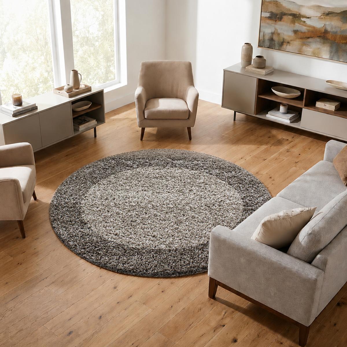 Tapis poils longs shaggy tissé motif simple NIVA