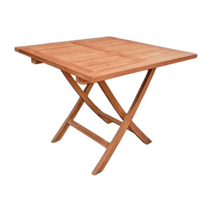 Table de jardin carrée 90 x 90 cm pliante en bois de teck massif huilé - TECKIA