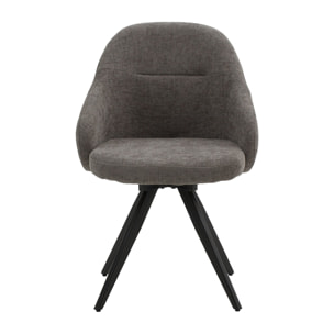 Set di 2 sedie girevoli COVENT in tessuto grigio e gambe in metallo nero, con braccioli