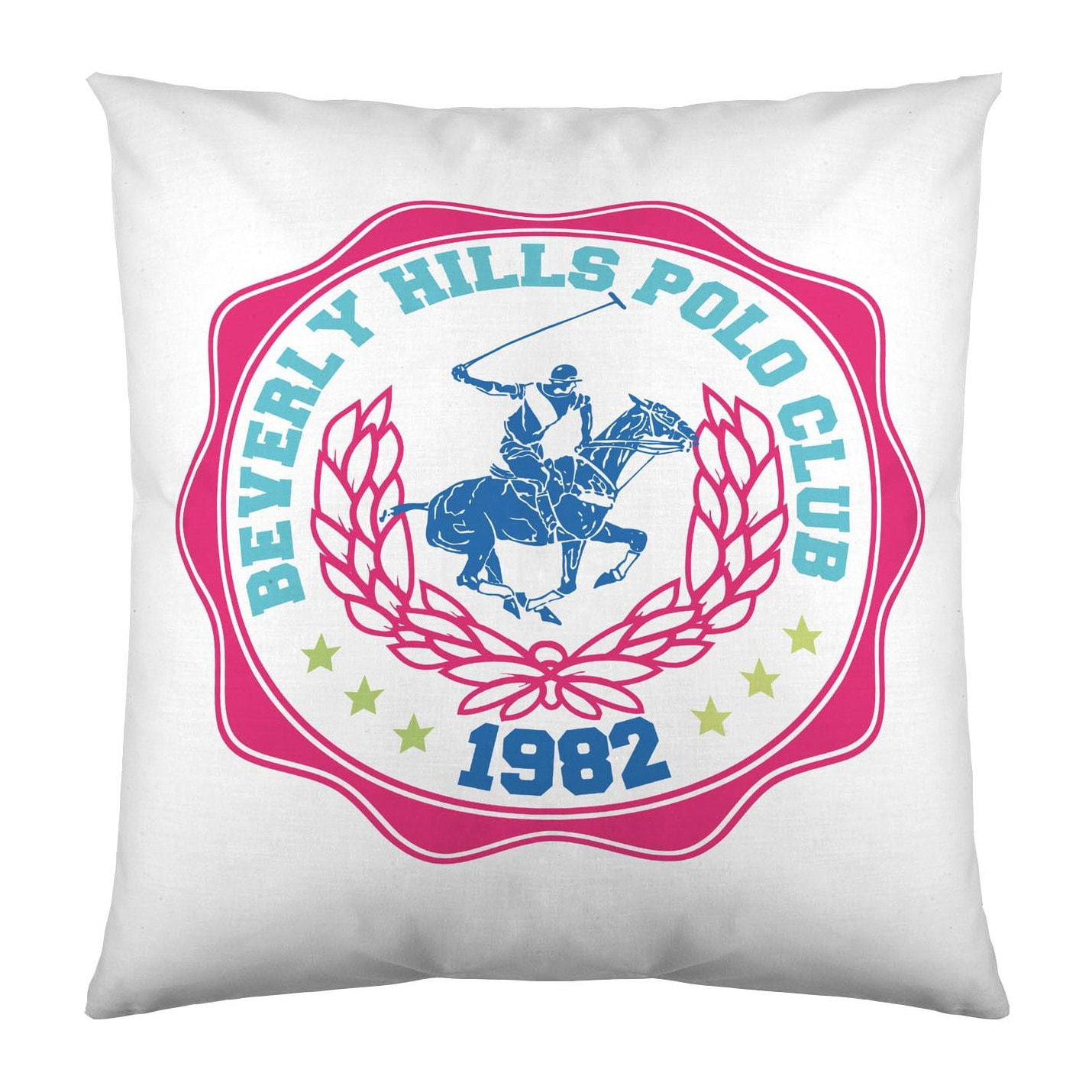 Beverly Hills Polo Club - Funda de Cojín Estampado - Con Cremallera - Sin relleno - 100% Algodón - Santa Rosa