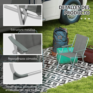 Juego de 4 Sillas de Camping Plegables Sillas Plegables de Jardín Exterior Acolchadas en Tela Oxford con Marco de Acero y Reposabrazos Carga 120 kg para Terraza Playa 53x54x76 cm Gris