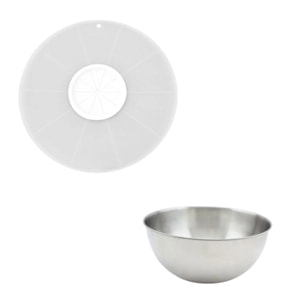 Duo Bol à mixer en inox et Couvercle 25 cm anti projections Fackelmann