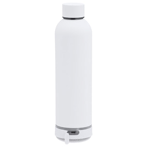 Bidón térmico con Altavoz Bluetooth e iluminación LED RGB. Con 540 ml de capacidad, en acero inoxidable de doble pared. Libre de BPA.