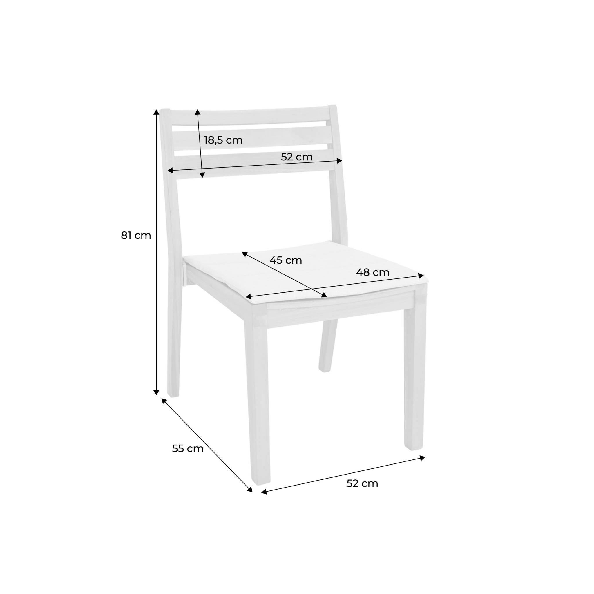 Chaise de jardin bois d'acacia (lot de 4) MERINA