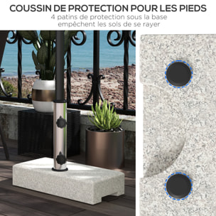 Pied de parasol en granite gris - poids net 25 Kg - 2 vis de serrage - compatible mât 32 à 48 mm