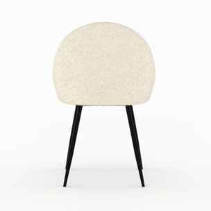 Lot de 2 chaises en tissu bouclé blanc cassé - Rona