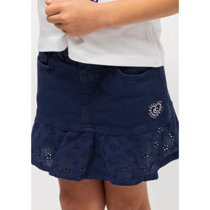 Gonna svasata con volant  navy per bambina