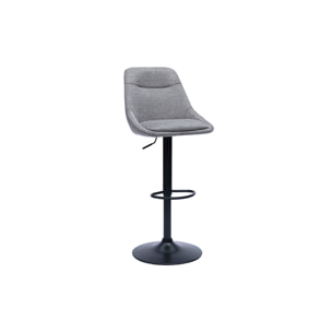 Tabourets de bar réglables pivotants 360° en tissu effet velours texturé gris et métal (lot de 2) ALESS