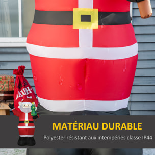 Père Noël gonflable LED 2,45H m avec sapin polyester imperméable rouge vert