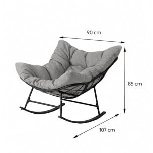 Fauteuil à bascule d'intérieur et d'extérieur gris LUMBISI